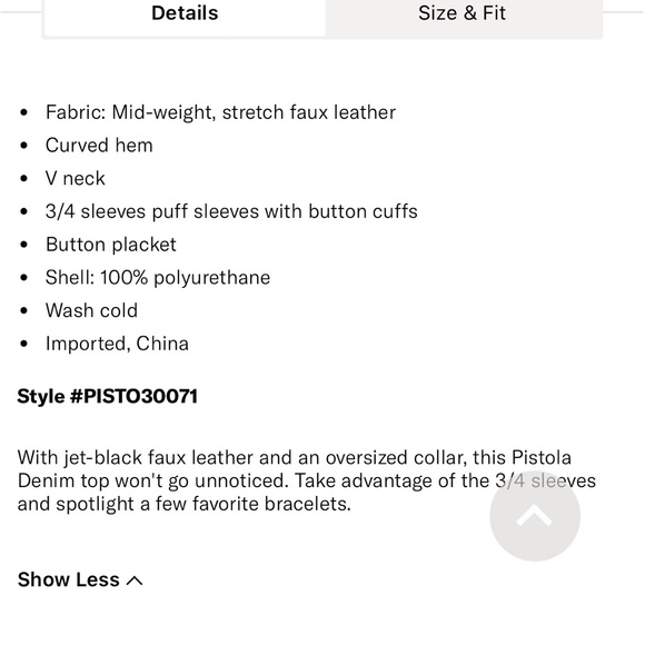 Pistola Faux leather button up blouse - Picture 9 of 9